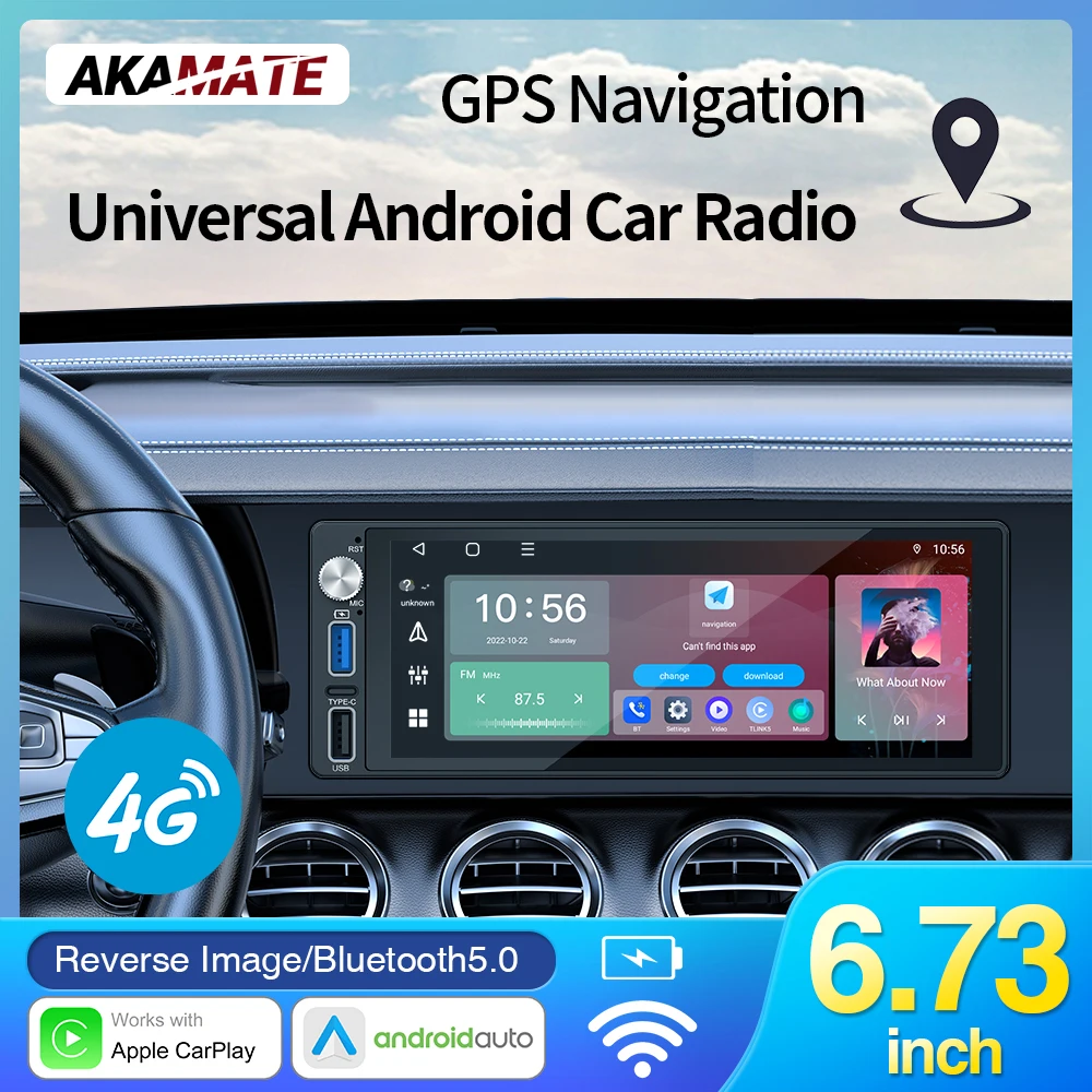 

Универсальный автомобильный радиоприемник 1DIN Android 2 ГБ 32 ГБ CarPlay Android авто FM AM радио 6,73 дюймовый экран мультимедийная навигация видеоплеер