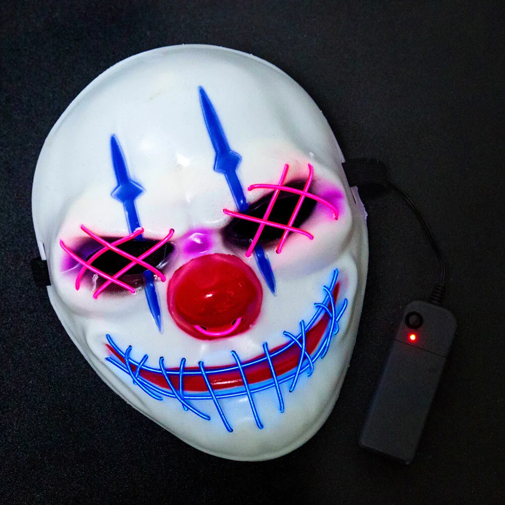 

Costumes For Men White Luminous Clown Face Mask Fun Halloween Masquerade Costume Party Carnival Performing Props without