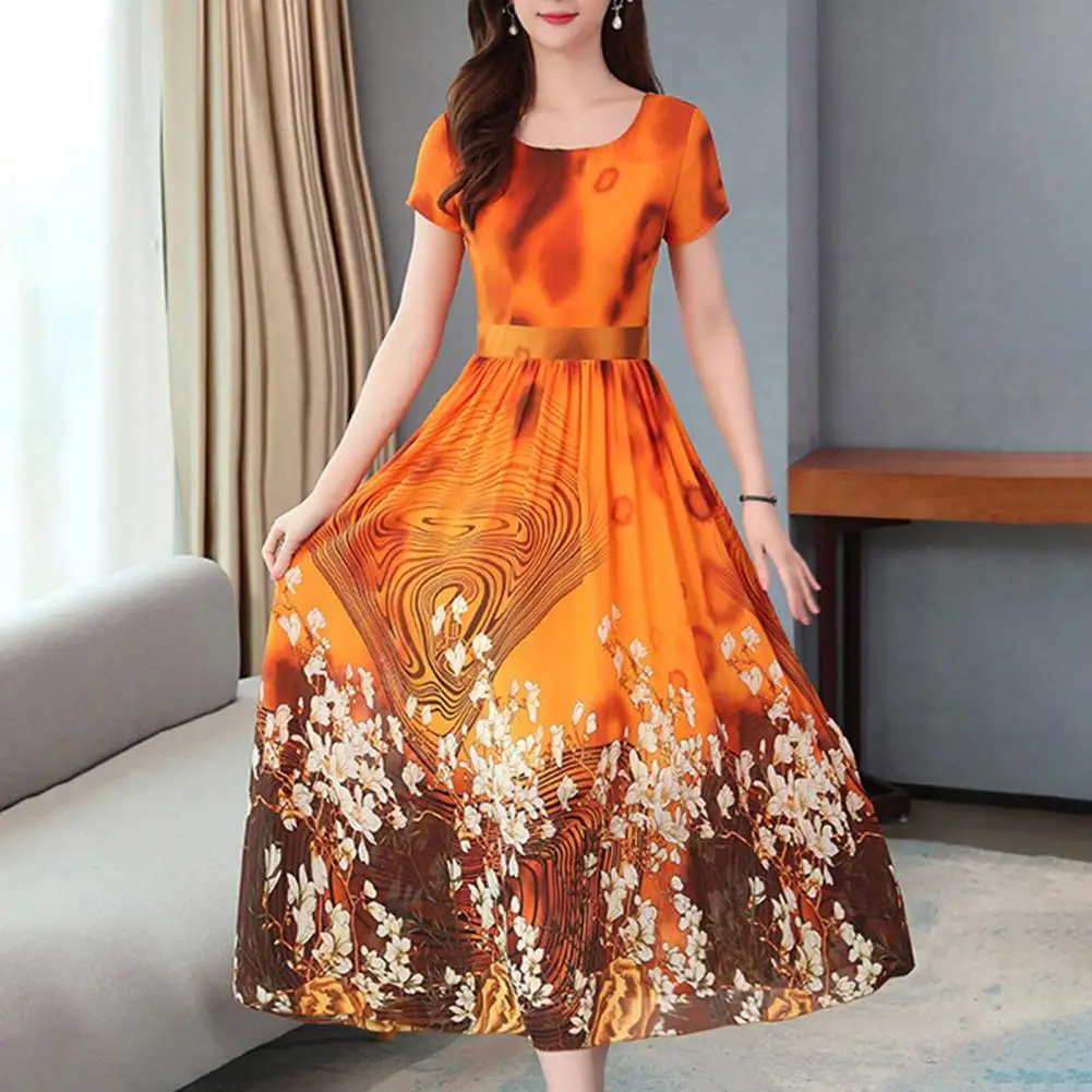 Женское платье-макси с цветочным принтом элегантное осеннее платье-трапеция