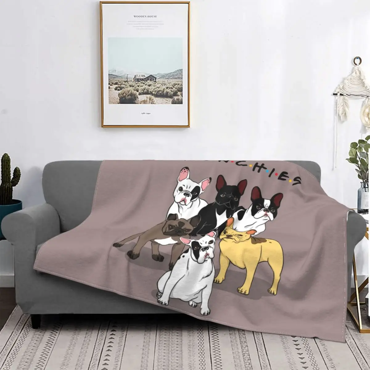 

French Bulldog Portraits Pattern Blanket Soft Fleece Warm Dog Lover Throw Blankets for Sofa Car Bedding Quilt Flannel Frenchie