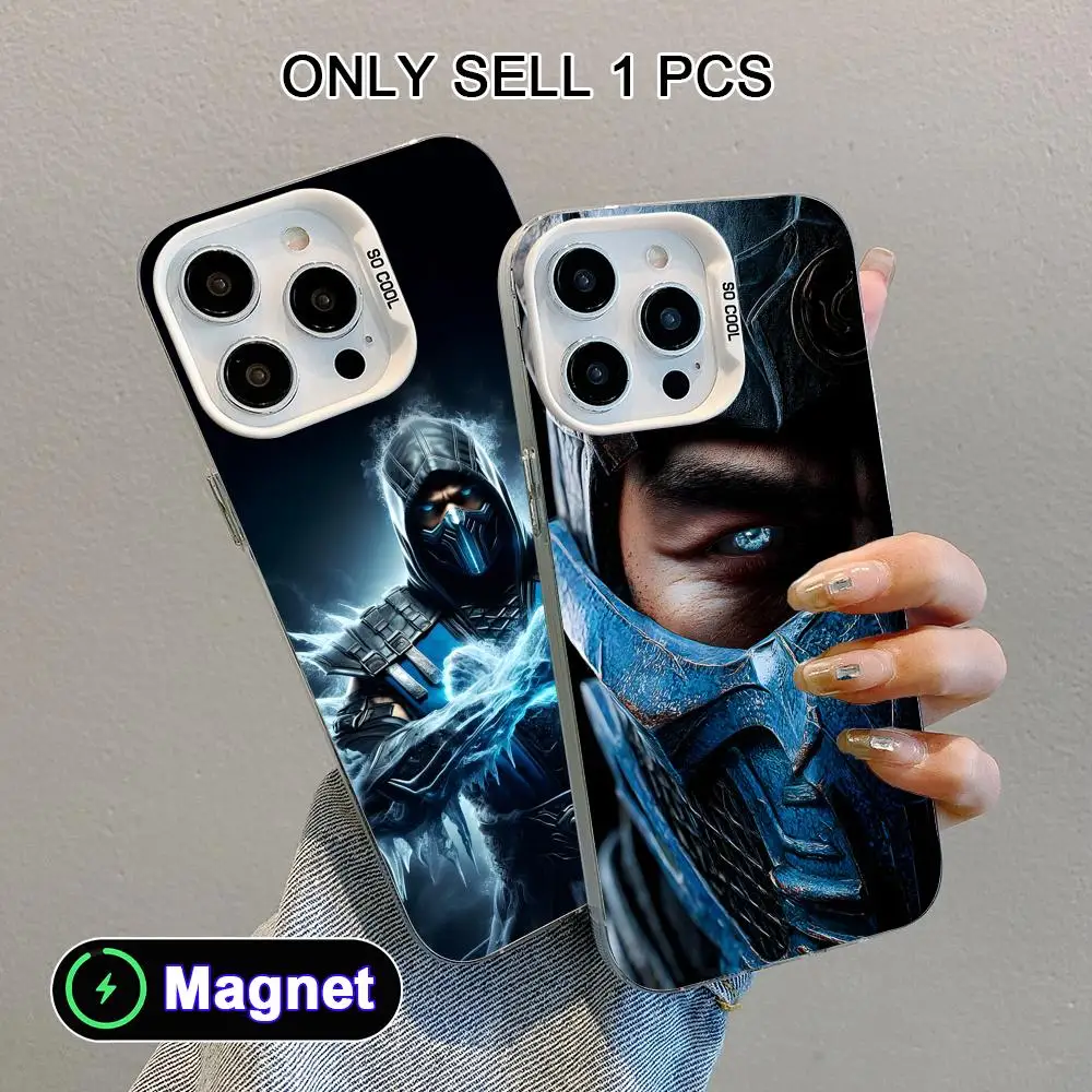 Фото Чехол для телефона Mortal Kombat Sub Zero для iPhone 17 16 15 14 13 12 11 X XR XS Air Pro Max Plus, цветной, серебристый, с магнитом №1