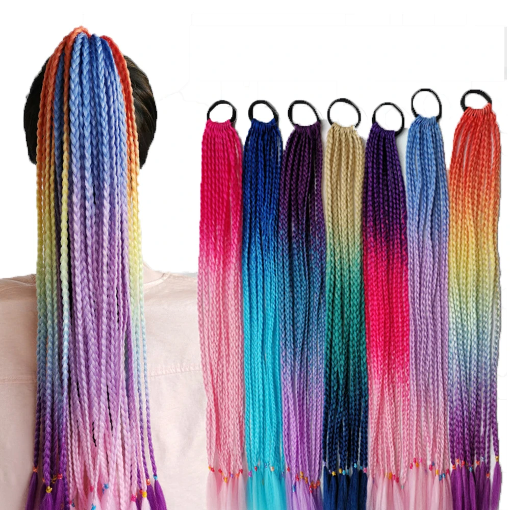 

Gradient Color Braids Elastic Hair Band Hair Accessories Wig Headband Girls Twist Braid Rope Headdress Braiders hair tinsel