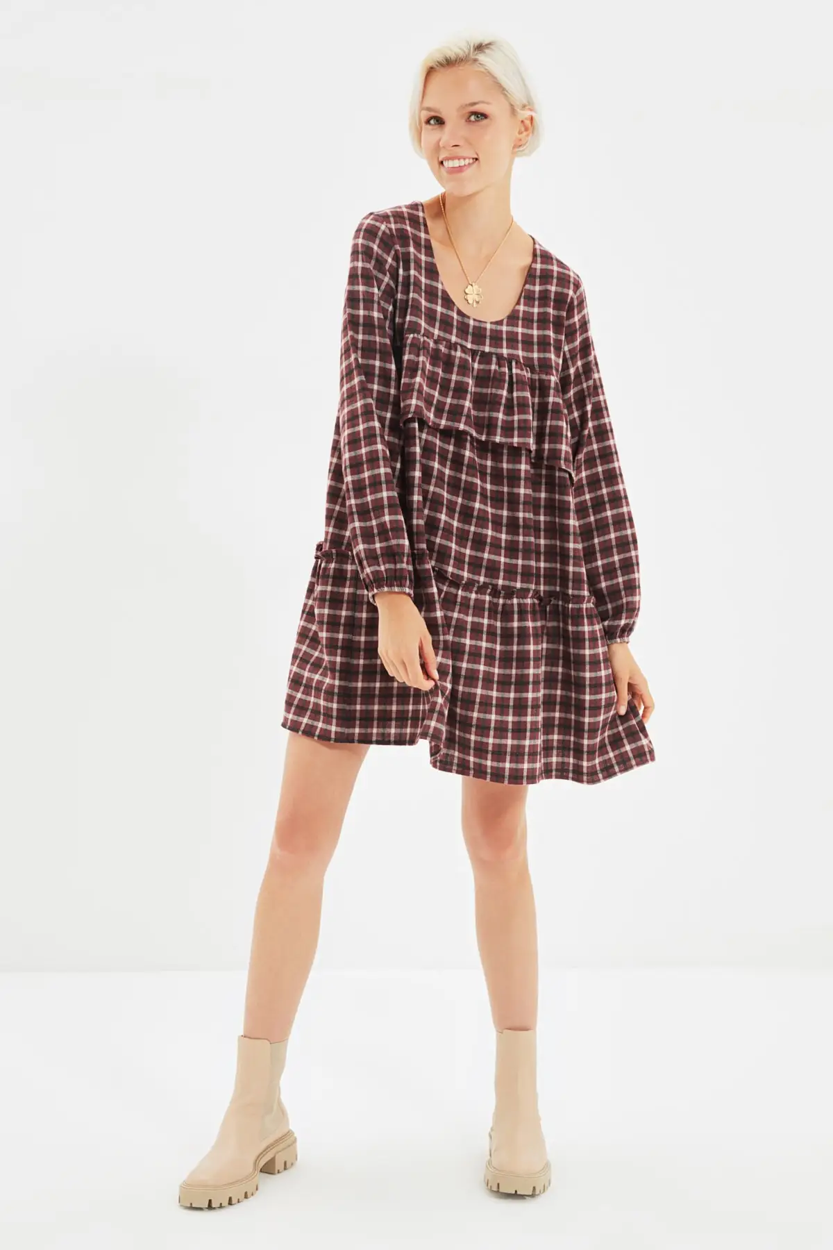 

Trendyol Plaids Flounces Dress TWOAW22EL0341