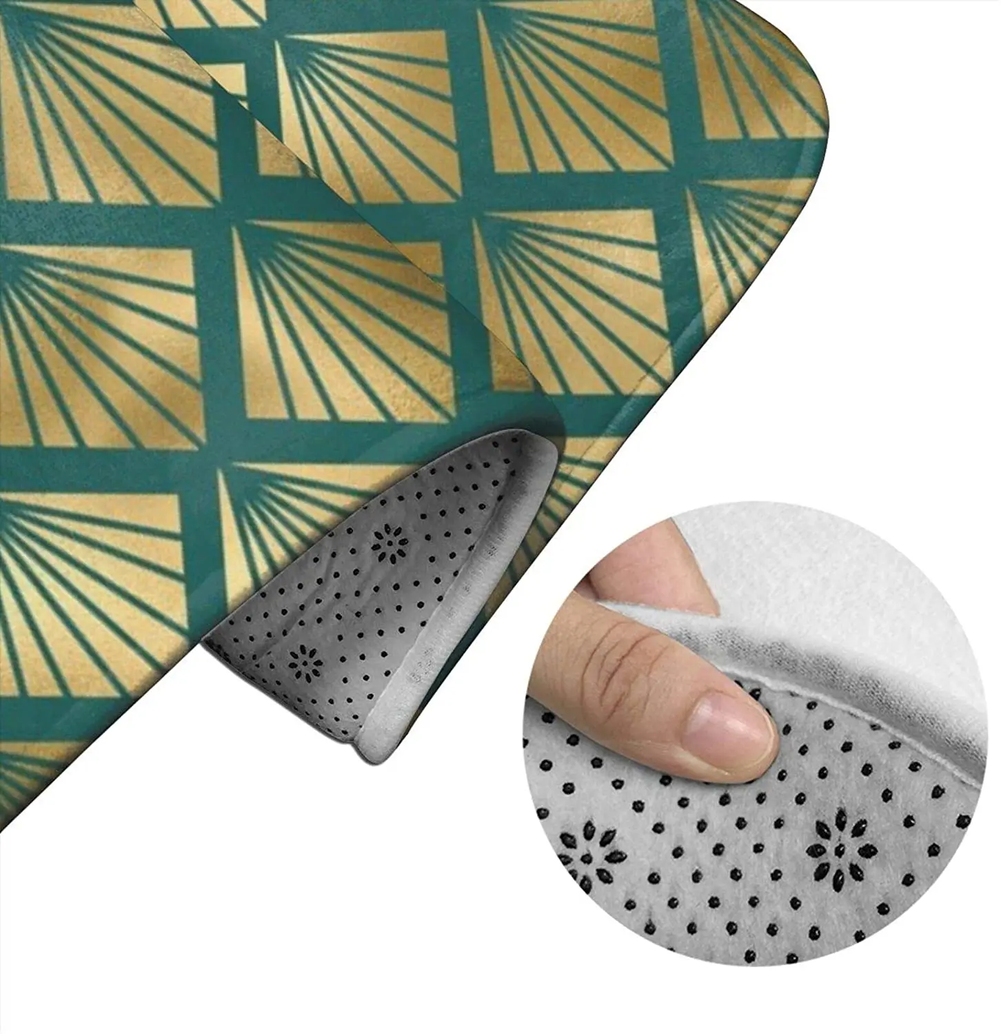 

Teal and Gold Vintage R Bathroom Mat Sets 3 Piece Set Rugs Memory Foam Mat Set Toilet Seat Cover Bath mat Lid Cover