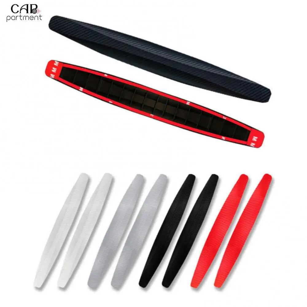 

2 Pcs Car Sticker Auto Front And Rear Corner Guard Lip Strip Sticker Universal Carbon Fiber Anti-collision Protector Rubber