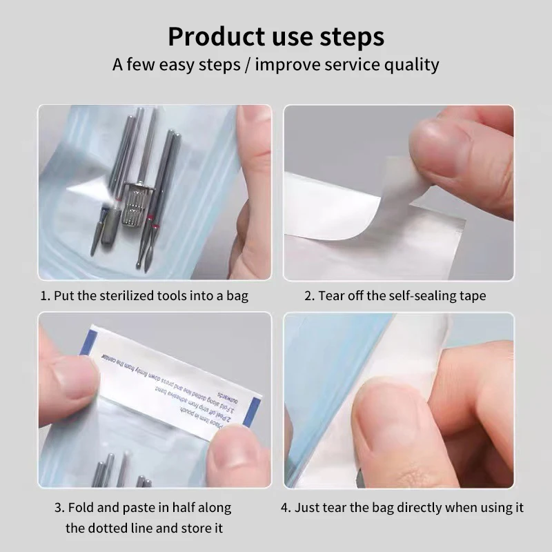 100 шт. самозапечатывающиеся пакеты для стерилизации 4 размера одноразовые