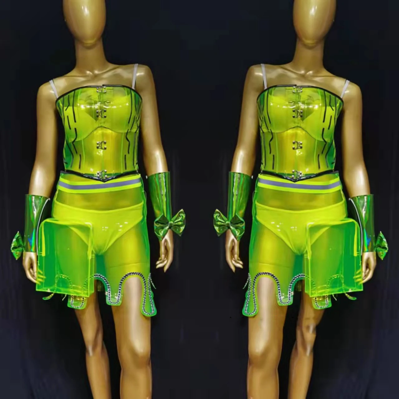 

Adult Women Jazz Dance Stage Costume Fluorescent Green Nightclub Gogo Dance Clothing Rave Outfit Bar Dj Ds Clubwear VDB4977