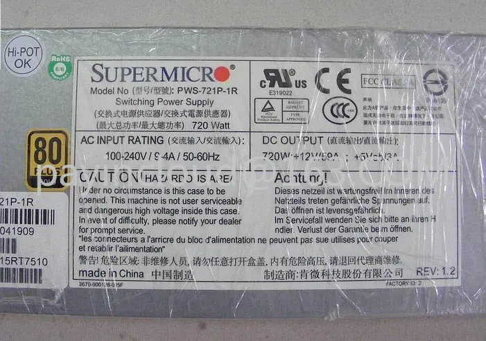 

Applicable To Server Power Supply PWS-721P-1R 720W Redundant Power Supply