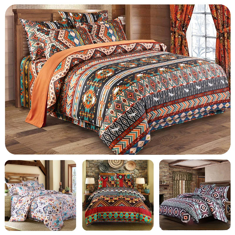 

Bedding Set with Duvet Cover Bed Sheet Pillowcase Luxury Bedsheet Boho Color King Queen Full Twin Size