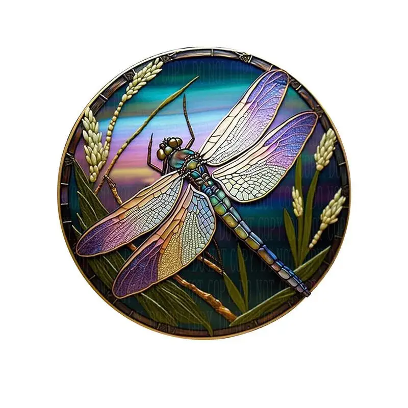 

Dragonfly Welcome Sign Garland Art Decor Sign Decoration Colored Imitation Glass Welcome Wreath For Balcony Patio Bedroom