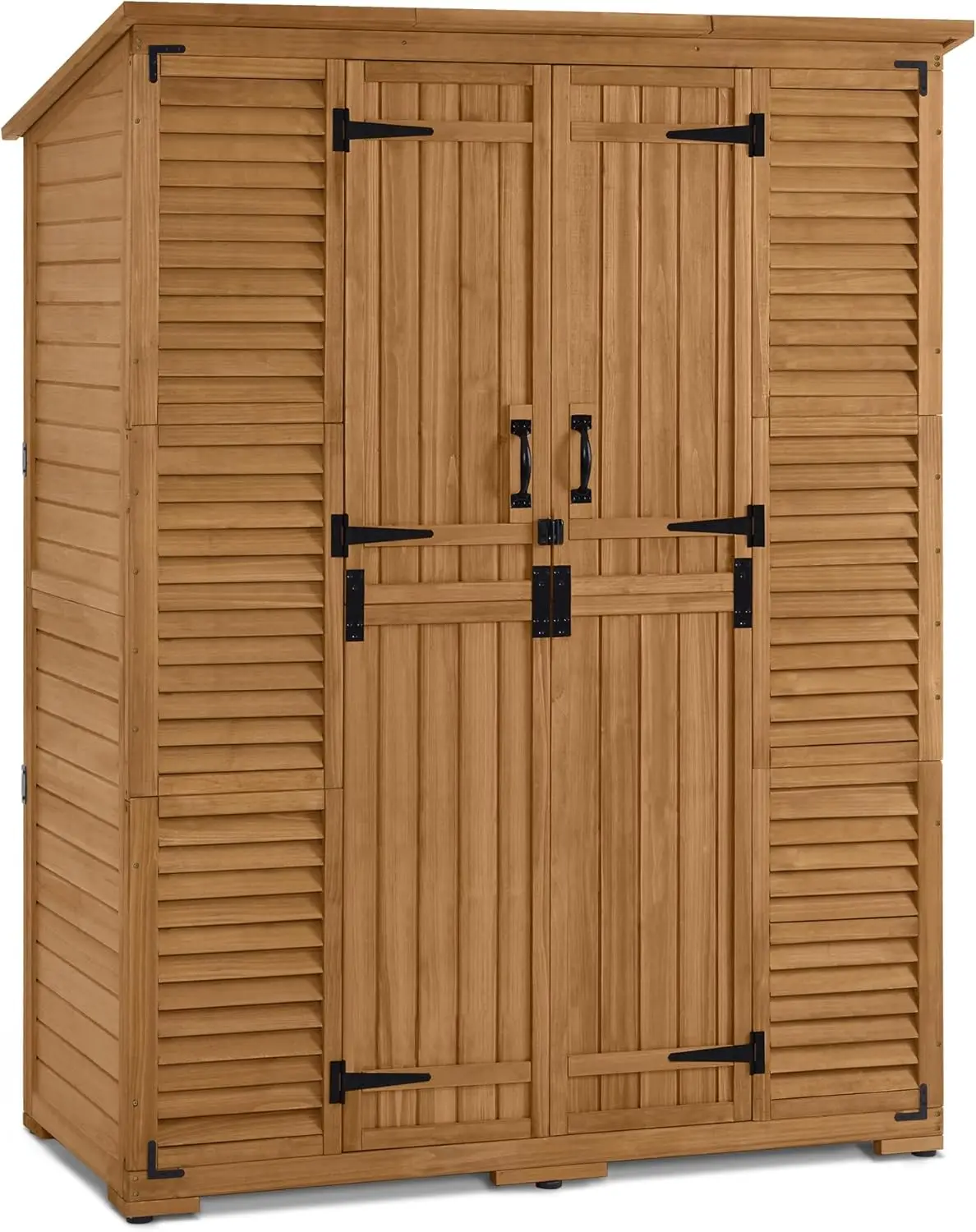 Большой уличный сарай для хранения с 6 полками наружный деревянный шкаф двойными