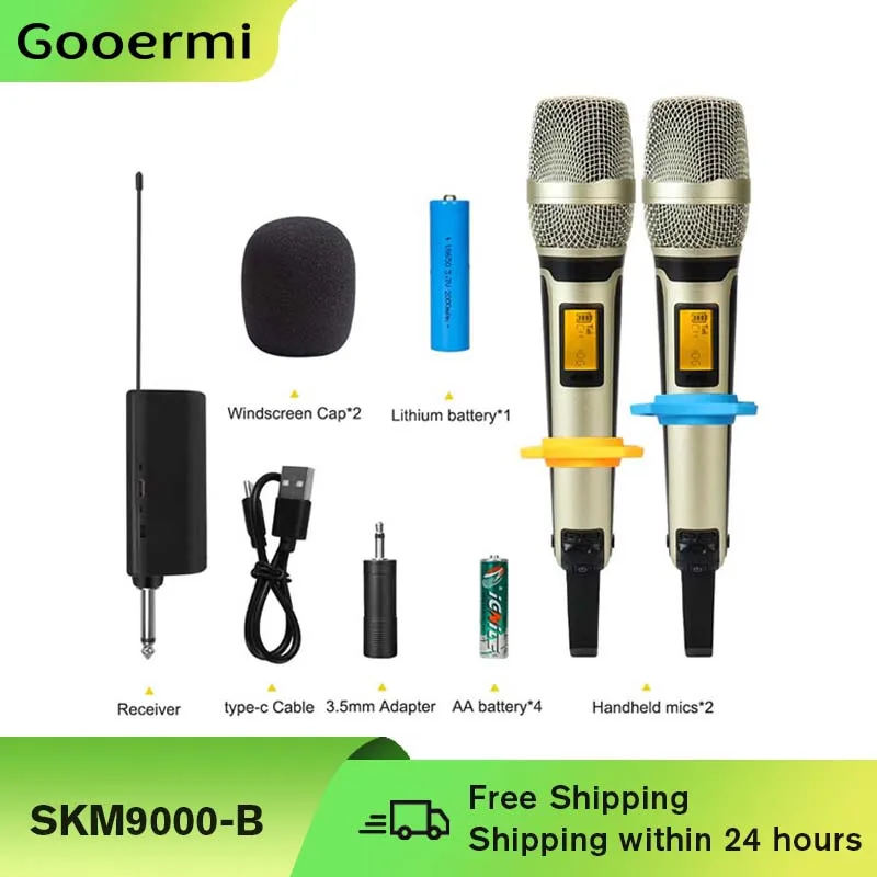 

New Protable SKM9000-B Handheld Microphone Professional Uhf Wireless Microphone With Led Display Screen For Home Ktv/Singing