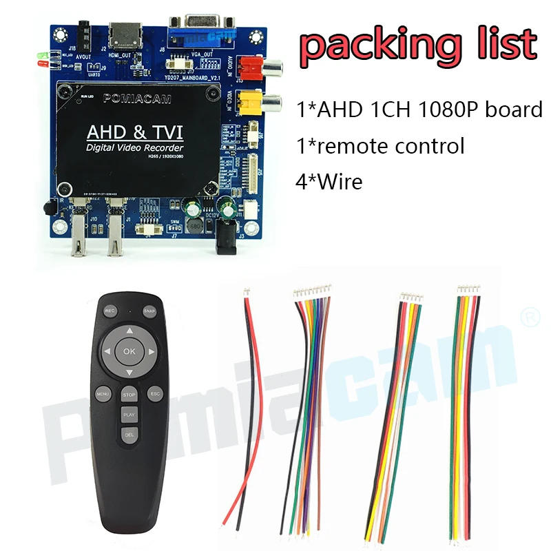 1CH MINI DVR Board Video Recorder Module AHD 720P 1080P and CVBS Camera Input VGA HDMI CVBS Output Video Audio Playback