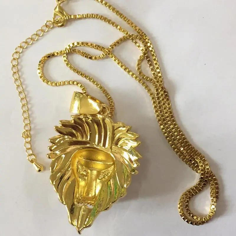 Ожерелье для мужчин Personality Hip Hop Punk с подвеской в виде льва с кристаллами Rhinestone и цепью на шее в стиле рок.