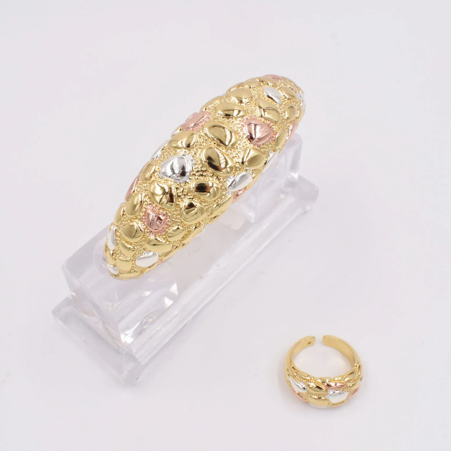 

NEW High Quality Ltaly 750 Gold 3 color Jewelry Set For Women african beads fashion Bracelet RING jew