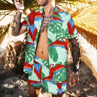 mens jacket 2022 summer 3d printing hot sale high quality cool shirt plant style animal flower parrot pattern fashion top
