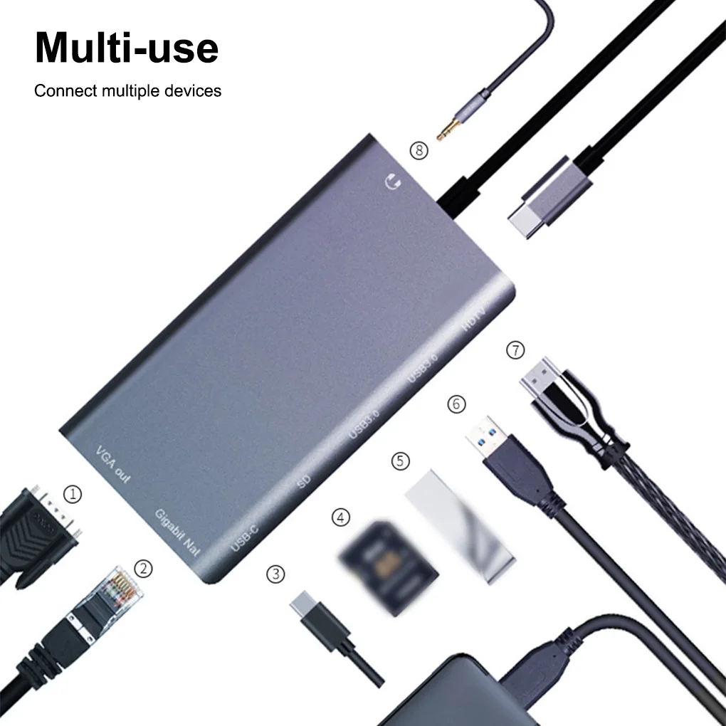 

USB-разветвитель с разъемом 3,5 мм, 4K, HD, Type-C