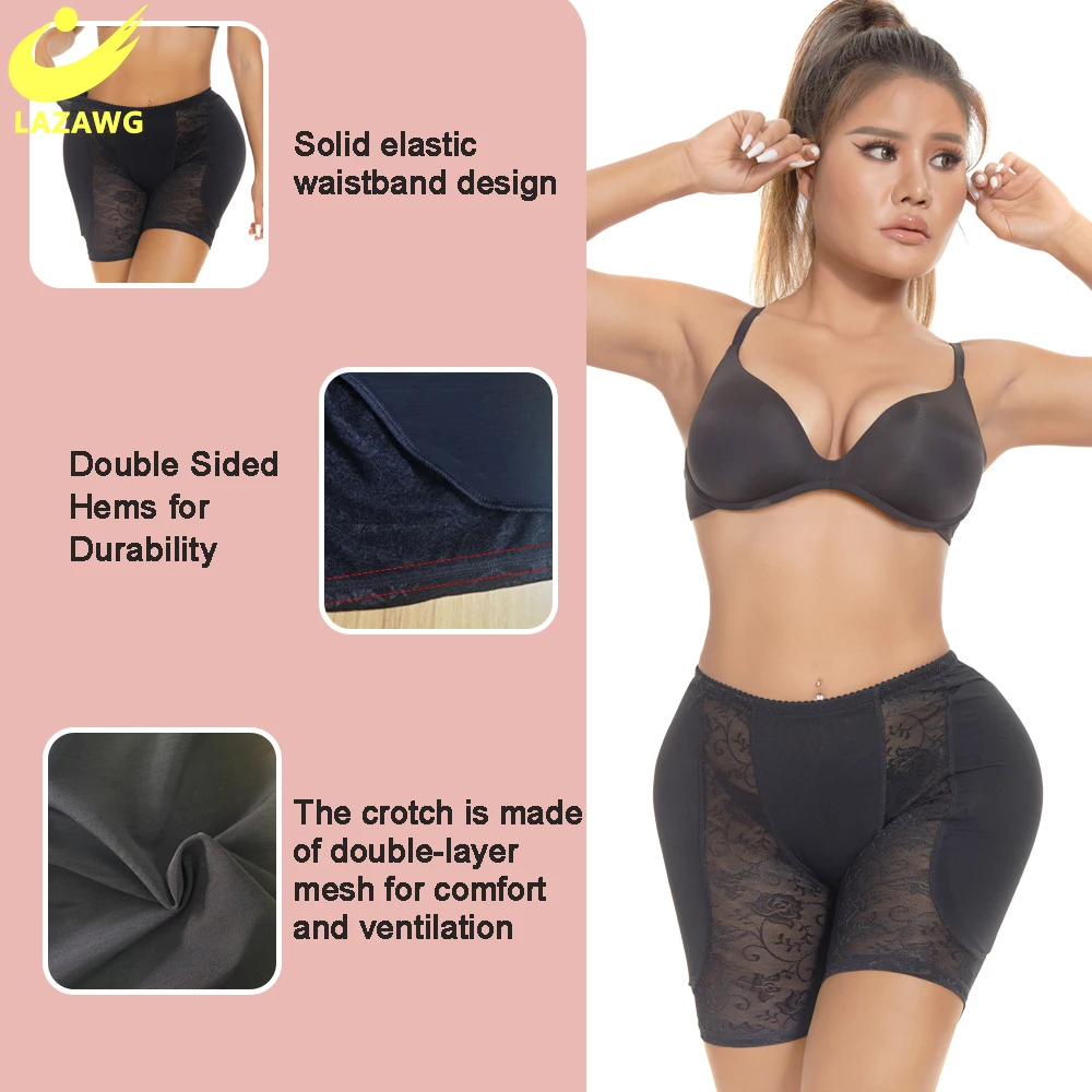 LAZAWG Women Butt Lifter Hip Pads Booty Enhancer Thigh Slim Trimmer Underwear High Waist Trainer Body Shaper Tummy Shapewear