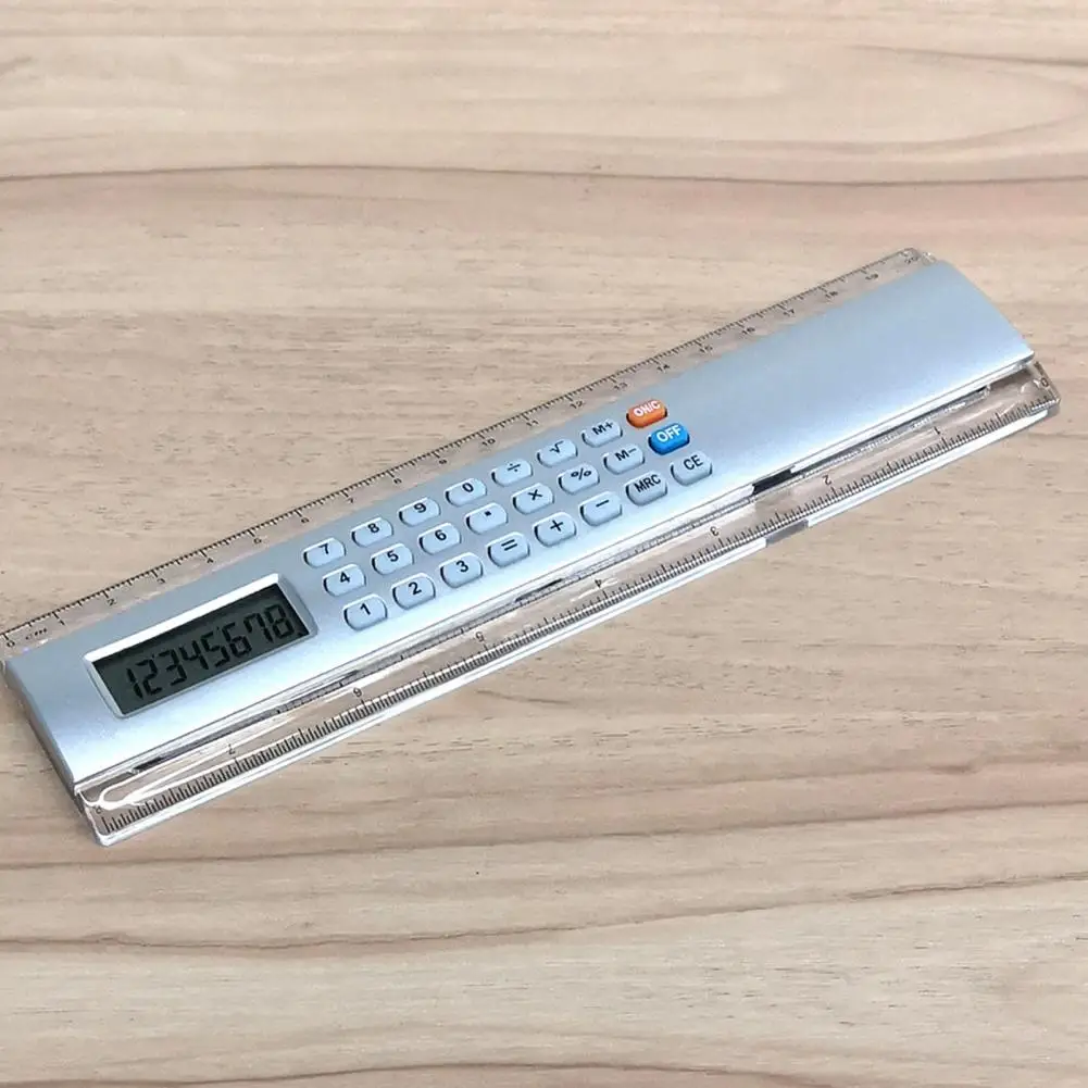 

Ruler Creative Multifunctional Battery Powered Pocket Size 8 Digits Calculator Ruler for Study