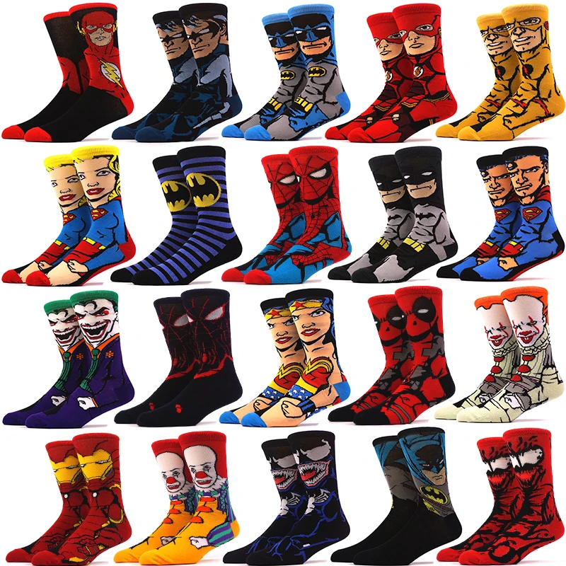 Мужские носки новые комиксы Marvel Мстители Капитан Америка Мультяшные Бэтмен