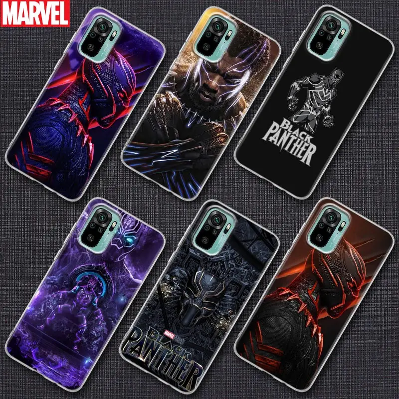 

Case for Xiaomi Redmi Note 9s 8 11 7 9 10 Pro 10s 11s Note 9 s 8Pro K40 Capa Clear Back Soft Cover Marvel Studios Black Panther