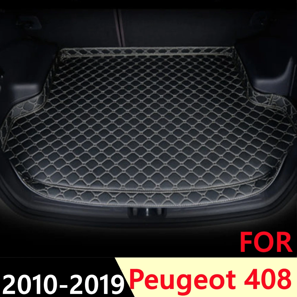 

Автомобильный коврик для багажника Peugeot 408 2010 2011-2019, высокая сторона, водонепроницаемый задний ковер для груза, коврик, автомобильные аксесс...