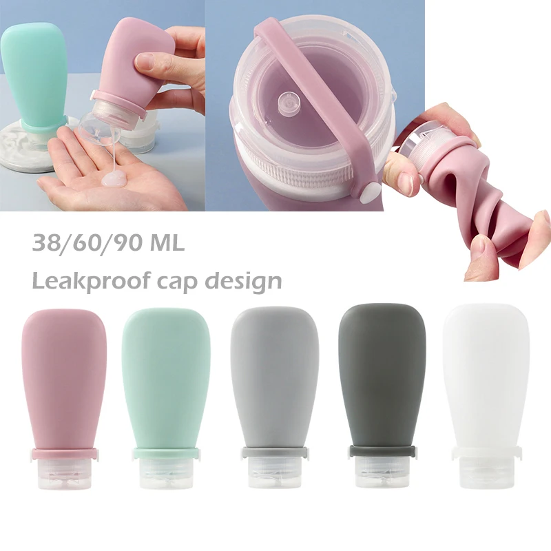 

30/60/90ml Silicone Travel Bottles Leak Proof Squeezable Refillable Containers Size Cosmetic Tube for Shampoo Lotion Soap Liquid