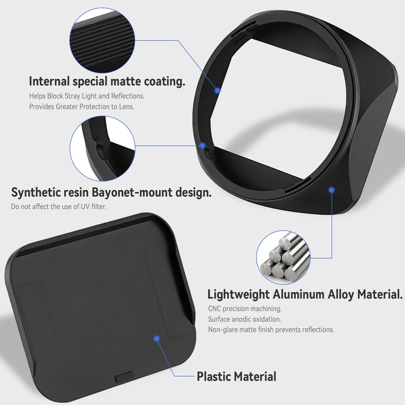 Haoge LH-E245 Байонетная квадратная металлическая бленда с крышкой для объектива Sony FE