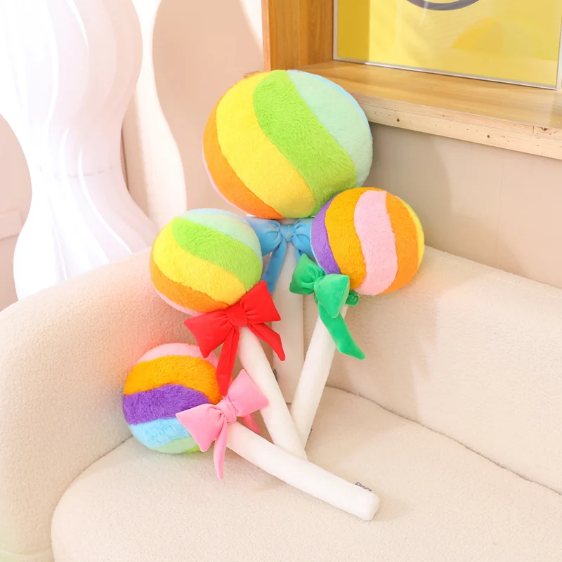 

43/58CM Funny Rainbow Lollipop Plush Toys Colorful Candy Plush Pillow Ball Toy Stuffed Soft for Children Girls Birthday Gifts
