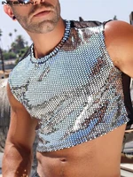 sexy fashion new men waistcoat sleeveless loose comfortable tank tops stylish male party nightclub style crop incerun tops 2022