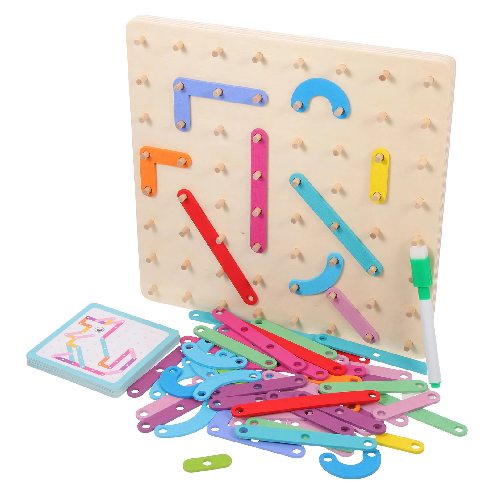 

1 Set of Child Geoboard Pegboard Wooden Nail Board Geometric Shape Learning Tool