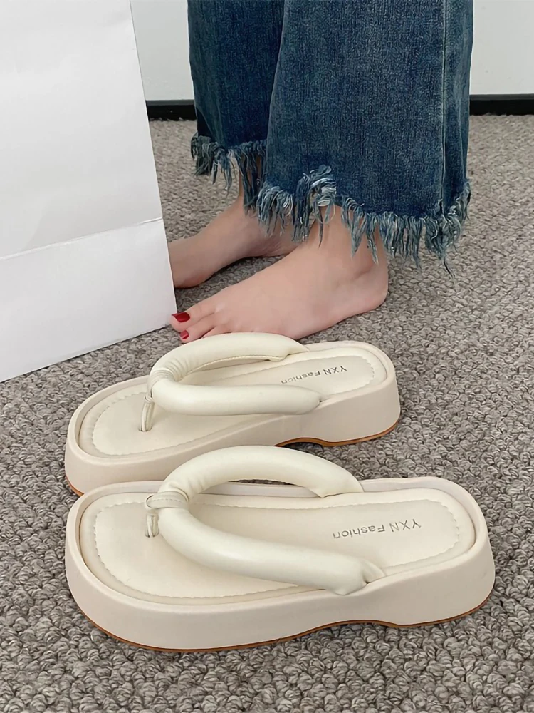 

Сланцы женские на платформе, пляжные шлепанцы, резиновая обувь, низкая подошва, сланцы, лето 2023