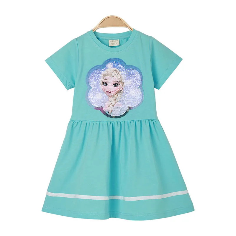 

Girls Dress Sequins Frozen Summer Little Girl Short Sleeve Princess Dress Girls Clothes Cotton Casual Vestidos Para Niña