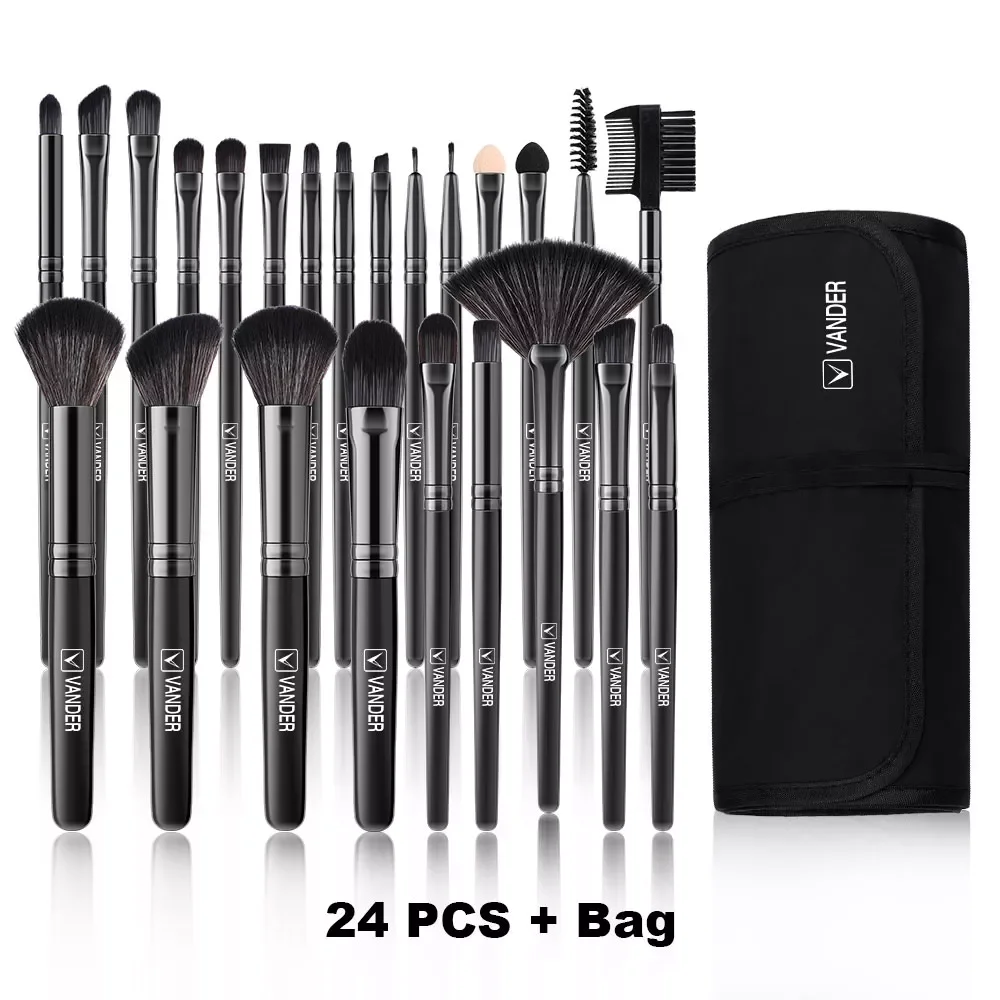 

NEW2023 24 Pcs Black Makeup Brushes Set Soft Fluffy Foundation Blush Powder Eyeshadow Kabuki Blending Cosmetics Brushes Beauty