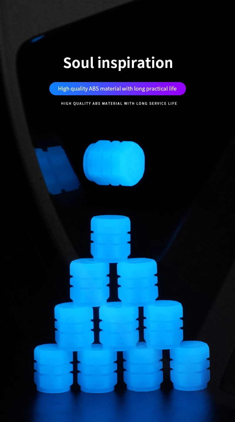 8PCS Universal Car Luminous Valves car Accessories Tools Auto Tires Valve Stems Caps Wheel Tyre Rim Covers For Bmw E46 E90 VW - купить по
