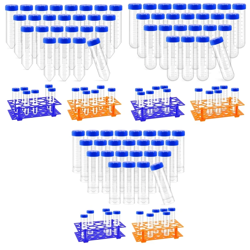 

27Pcs Prp Tubes With Test Tube Rack, Including 25Pcs Plastic Centrifuge Tubes And 2Pcs Blue Orange B