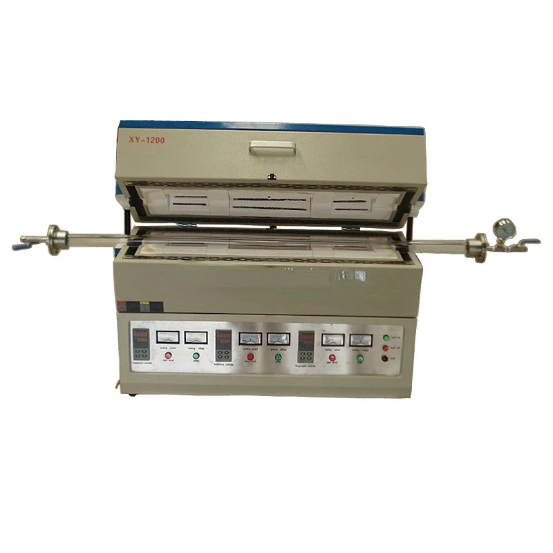 

three heating zones horizontal vacuum quartz tube furnace 3 zones tube electric furnace