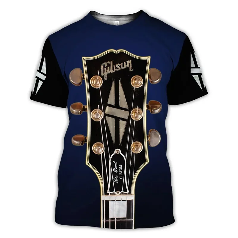 

Men Jazz T Shirt 3D Print Sax Guitar Clarinet Graphic Tee Vintage Fashion Short Sleeve Hip Hop Tee Pop Streetwear Casual T-Shirt