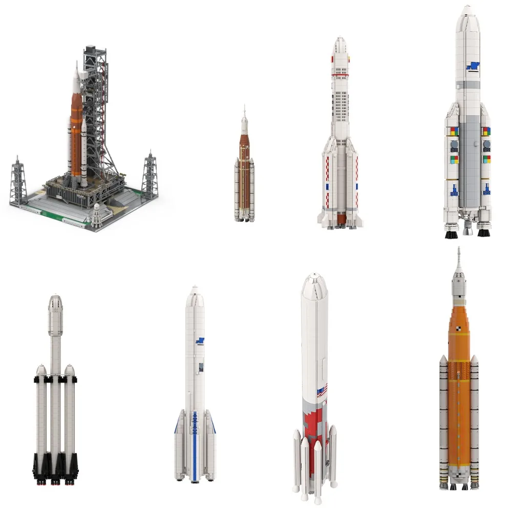 Фото Модульная система космического запуска MOC Artemis, строительные блоки, модель Ariane 5, ECA, космическая ракета, кирпичи SpaceX Falcon, тяжелая игрушка, подарок для детей №1