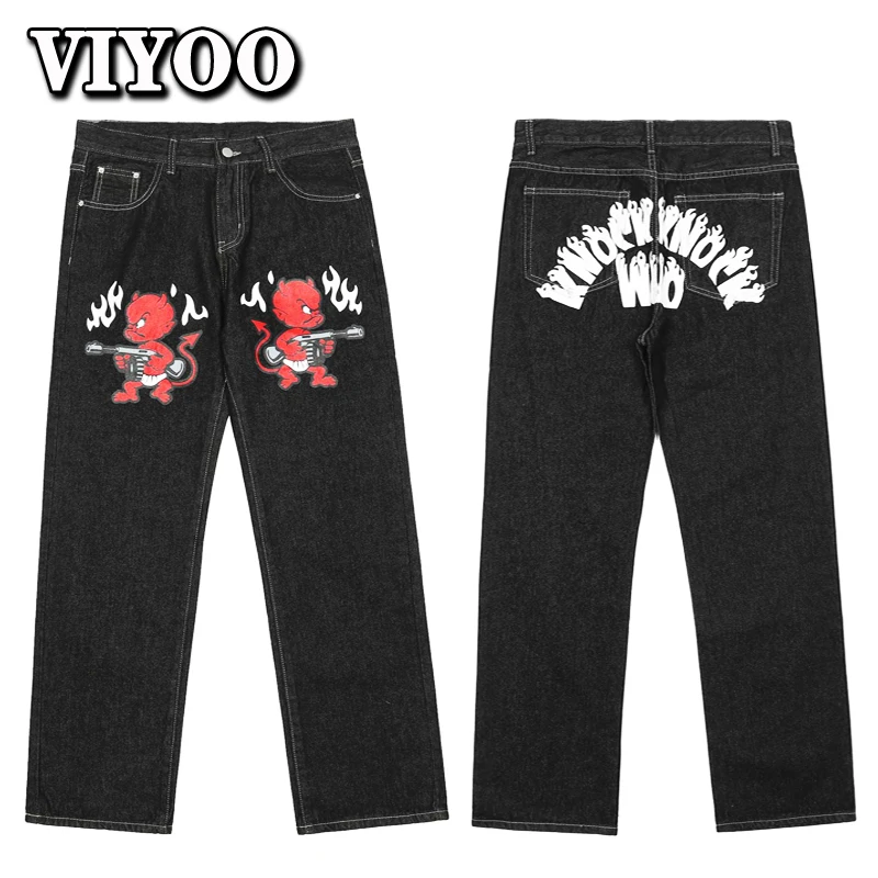 

Men's Y2K Clothes Gothic Jeans Men High Quality Luxurious Embroidery Casual Straight Trousers Denim Pants For Women Streetwear