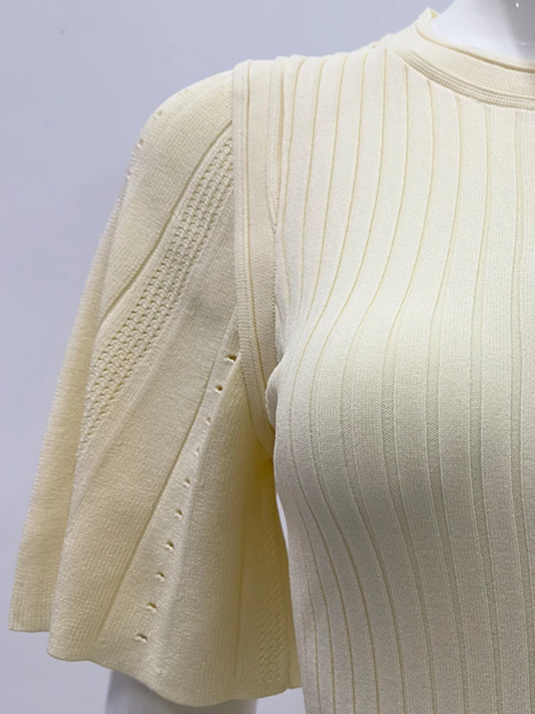 

2023 Summer Mid-length Single-breasted Tight Women Knit Dress