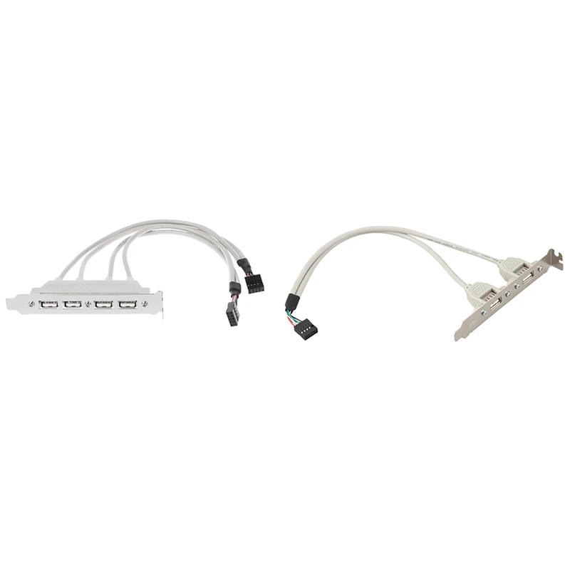 

Dual Motherboard 9Pin To 4Port USB 2.0 Female Cable PCI Bracket & Hub USB 2.0 To 9 Pin Header Mainboard Panel Bracket