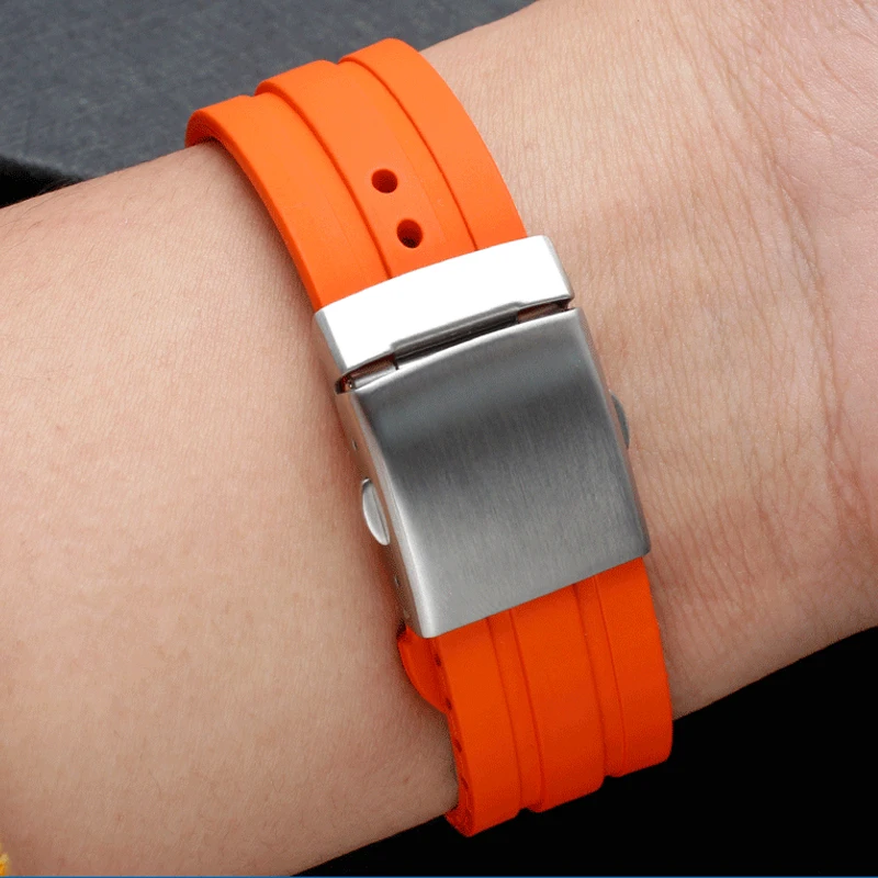 24mm*12mm High QualityLug End Rubber Waterproof Watchband For Oris Wristband Silicone Watch Strap Stainless Steel Folding Clasp