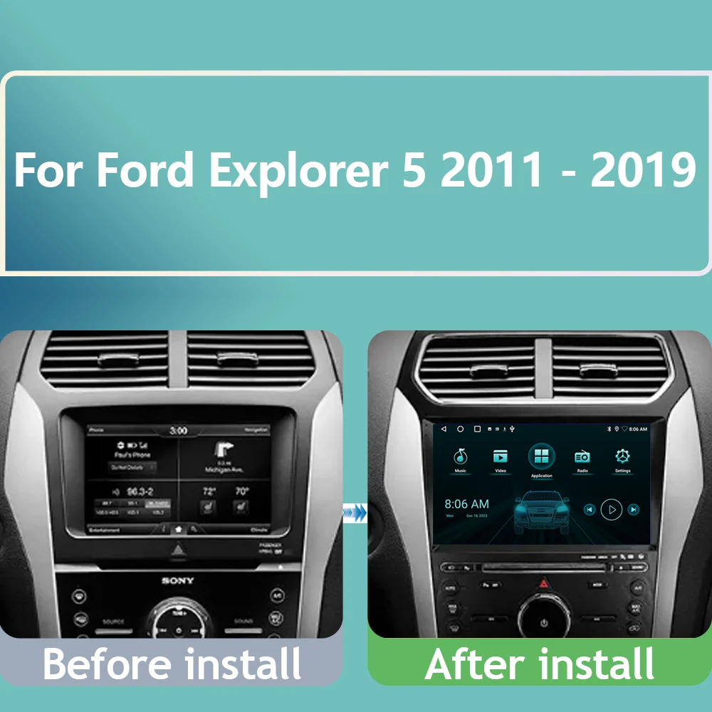 Автомобильный Android Auto для Ford Explorer 5 2011-2019 Радио Мультимедийный плеер Навигация