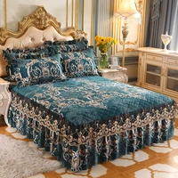 thick bedspread warm velvet bed cover skirt floral print pattern lace bedding queen bedded set mattress cover decor decoration