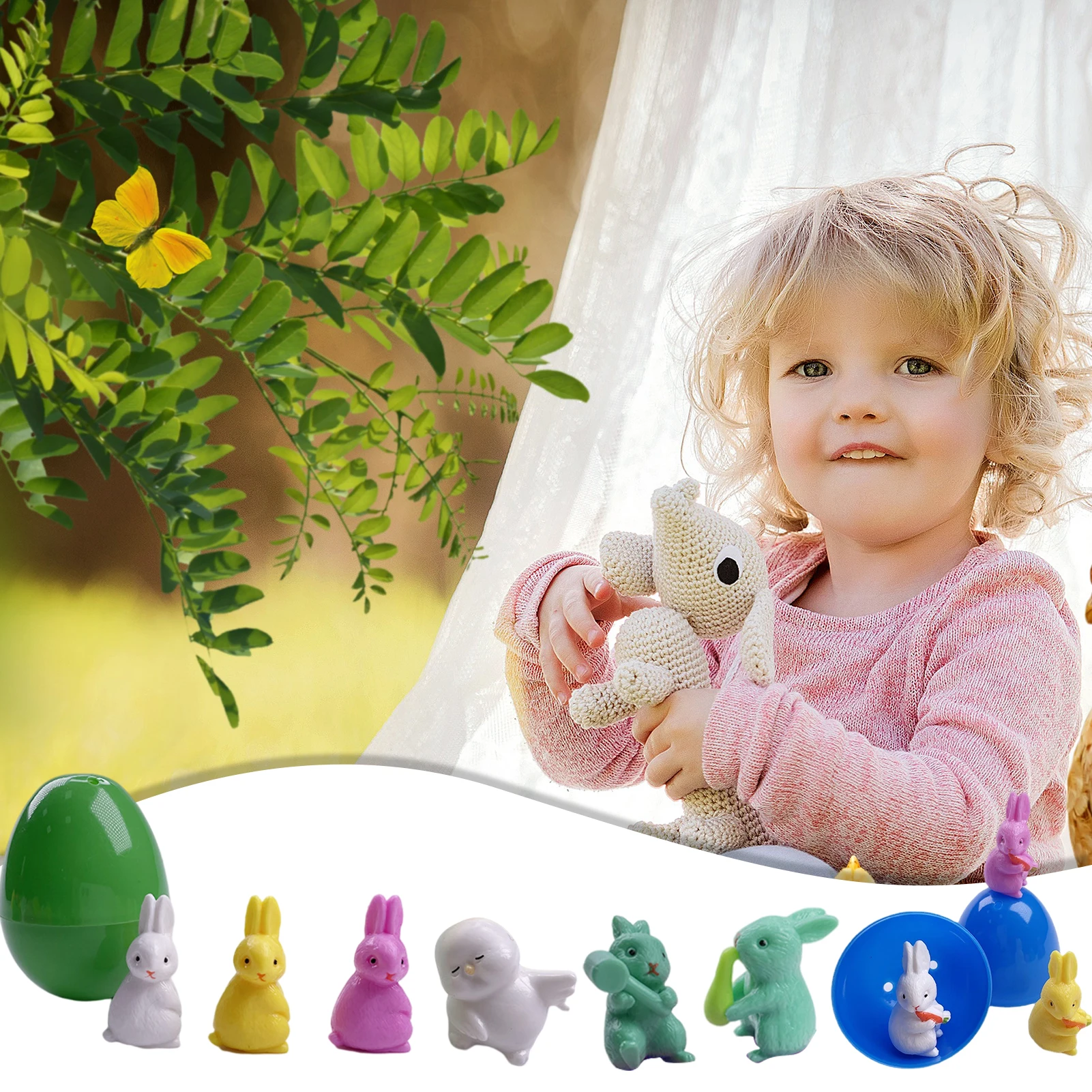 

12pcs Easter Surprise Eggs Bunny Gift Box Kids Filled Easter Egg Toys Easter Basket Filler Eggs Miniature Figure Easter Present