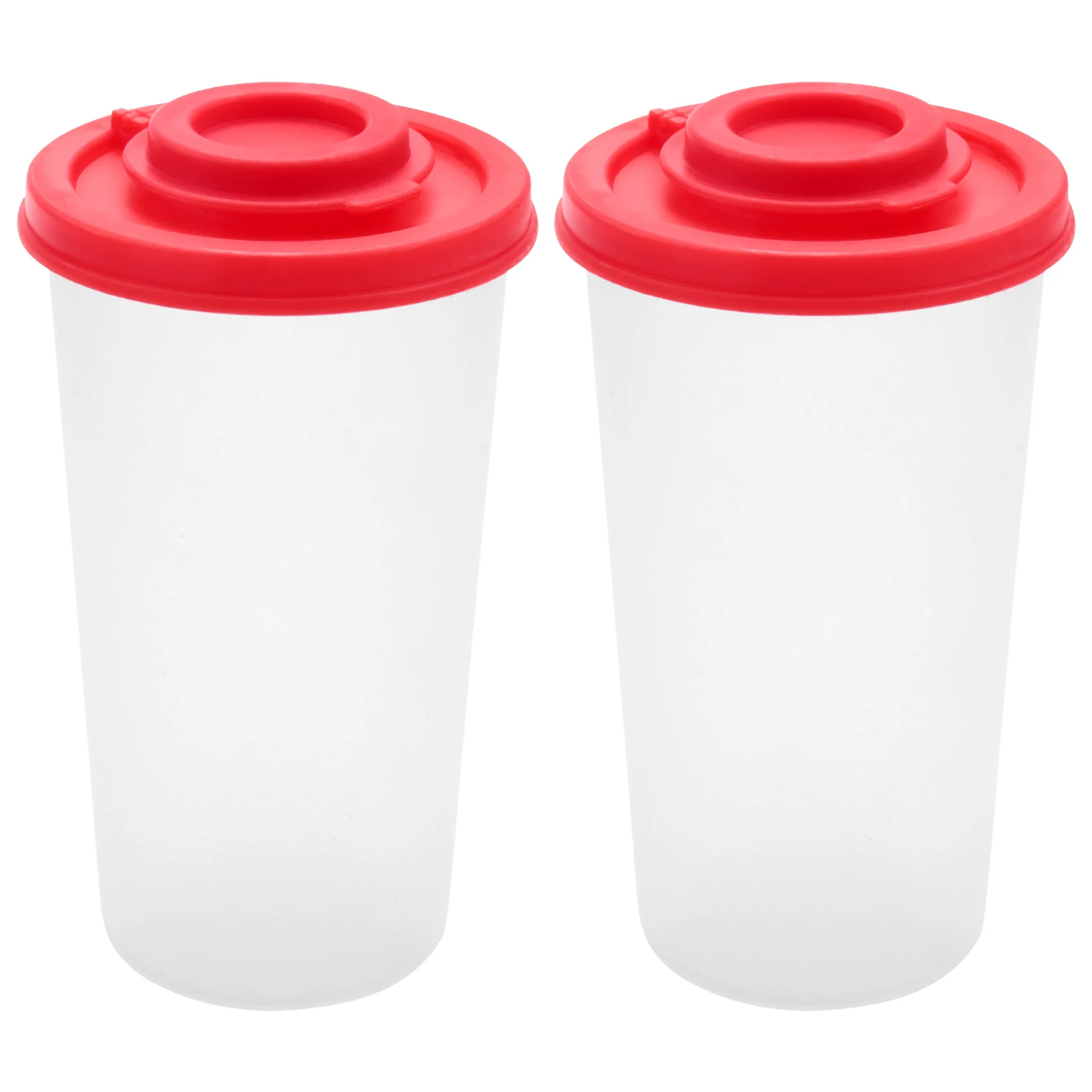 

2 Salt and Pepper Shakers Moisture Proof ,Salt Shaker with Red Covers Lids Plastic Airtight Spice Jar Dispenser