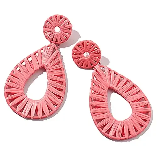 Серьги в стиле бохо из рафии эффектные богемные серьги форме капли для женщин