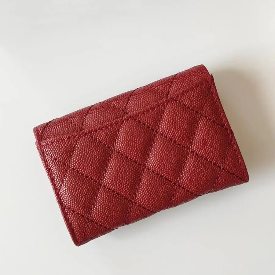 Caviar Genuine Leather Luxury Women's Wallet Card Holder Small Wallet Coin Purse Clutch Bag Girl Wallet Card holder