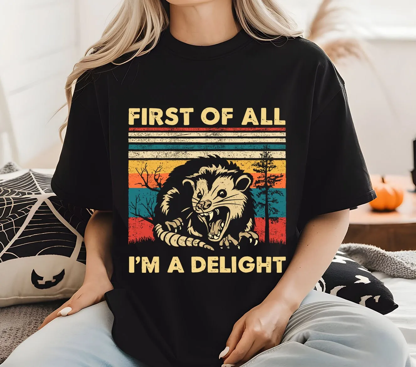 Во-первых я радость футболка Саркастические цитаты любовник Possum злого смешного